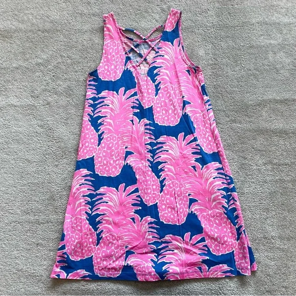 LILLY PULITZER 100% PIMA COTTON Kristen Dress Blue Haven Little Flamenco - Picture 3 of 10